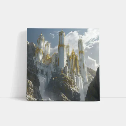 White Gold Fantasy Castle Mountain Cliff