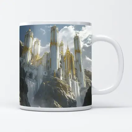 White Gold Fantasy Castle Mountain Cliff