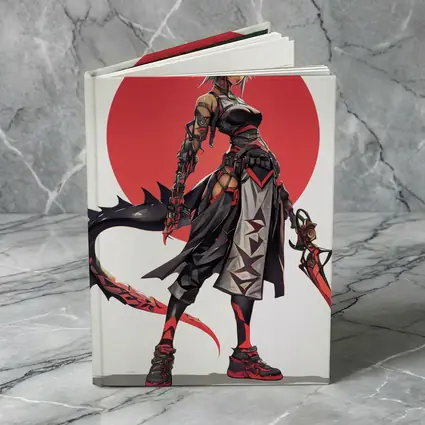 Anime Demon Girl Warrior Red Circle