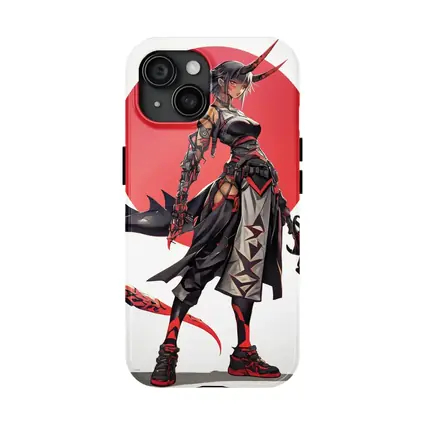 Anime Demon Girl Warrior Red Circle