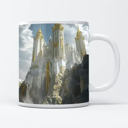 White Gold Fantasy Castle Rocky Cliffside