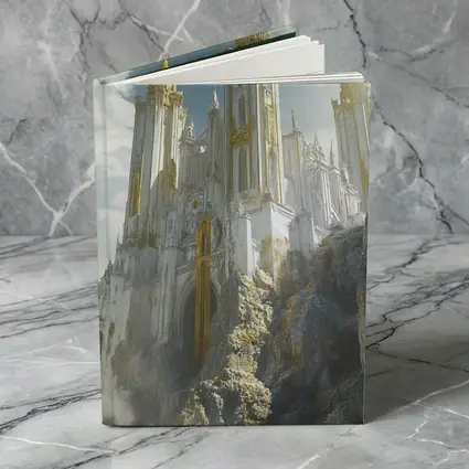 White Gold Fantasy Castle Rocky Cliffside