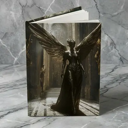 Dark Angel Statue Golden Wings Ancient Hall