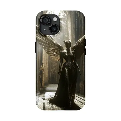 Dark Angel Statue Golden Wings Ancient Hall