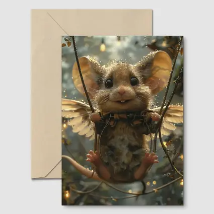 Winged Mouse Swinging Fantasy Forest Lights