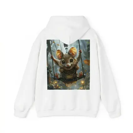 Cute Mouse on Swing Rainy Forest