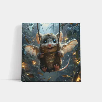 Fantasy Possum On Swing Rainy Forest