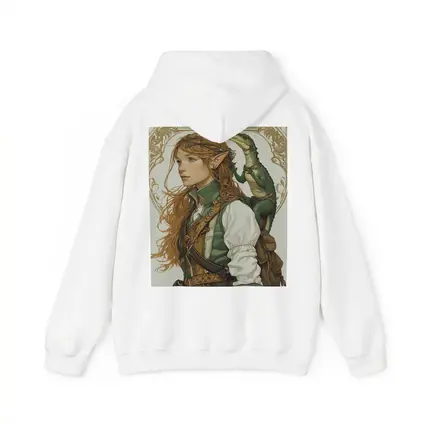 Elf Girl With Dragon Fantasy Art Nouveau