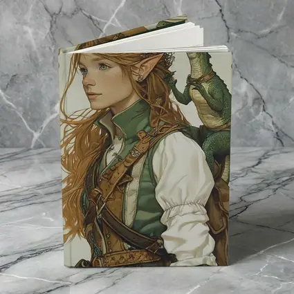 Elf Girl With Dragon Fantasy Art Nouveau