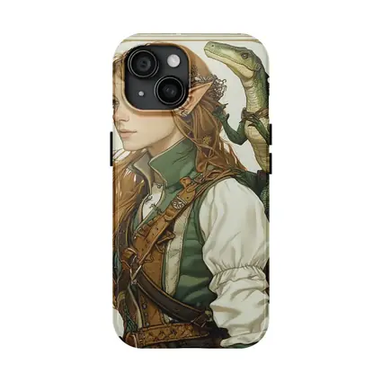 Elf Girl With Dragon Fantasy Art Nouveau