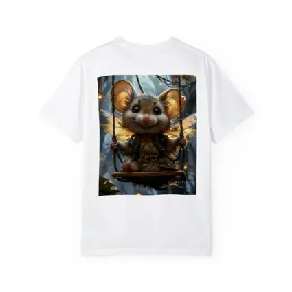 Fantasy Mouse Fairy Swinging In Enchanted Forest