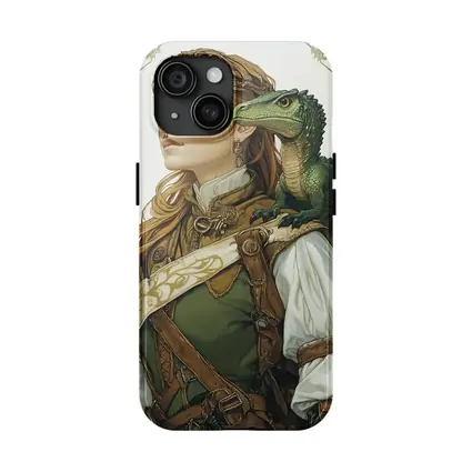 Fantasy Girl with Dragon Art Nouveau Style