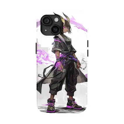 Dark Horned Warrior Purple Magic Anime Art