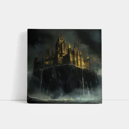 Dark Gothic Castle on Rocky Cliff Fantasy