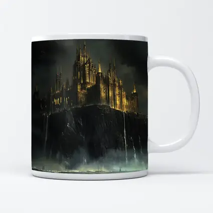 Dark Gothic Castle on Rocky Cliff Fantasy