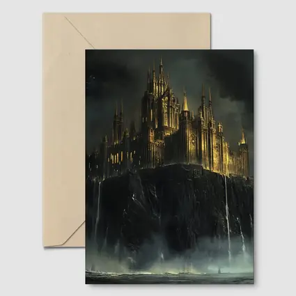 Dark Gothic Castle on Rocky Cliff Fantasy