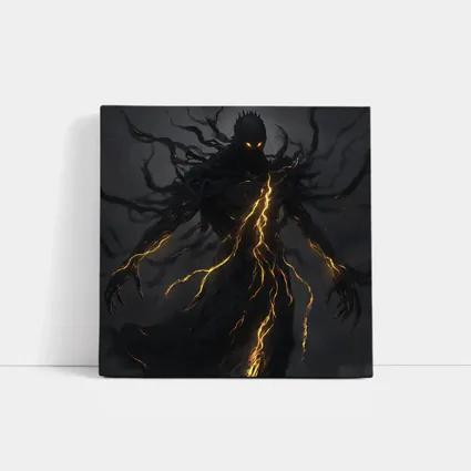 Dark Shadow Demon Glowing Lightning Dark Background