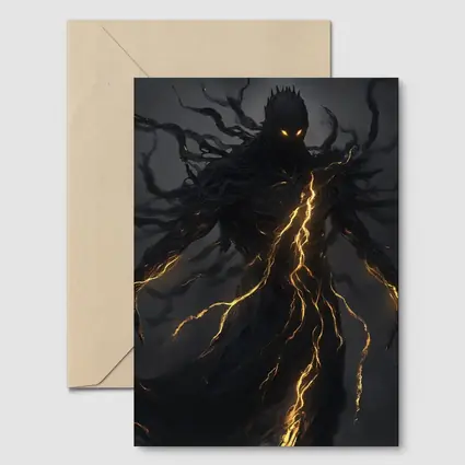 Dark Shadow Demon Glowing Lightning Dark Background