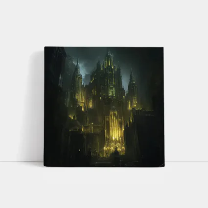 Dark Gothic Castle Green Night Fantasy Art