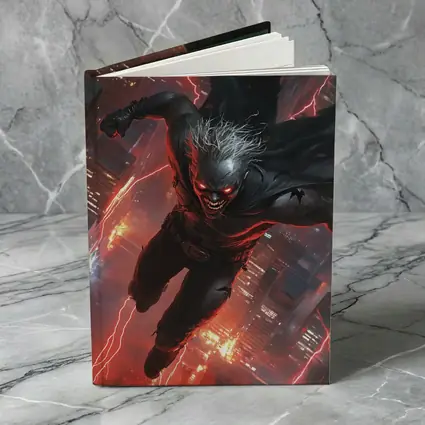 Dark Villain Flying Over Neon City