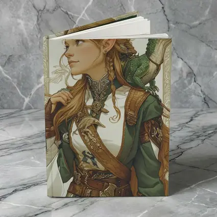 Elf Warrior Girl With Green Lizard Fantasy