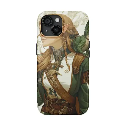 Elf Warrior Girl With Green Lizard Fantasy