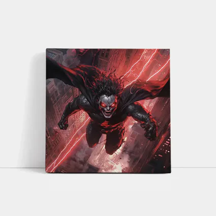 Dark Villain Flying Over Burning City