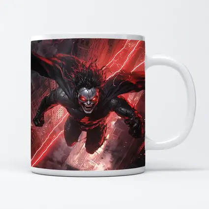 Dark Villain Flying Over Burning City