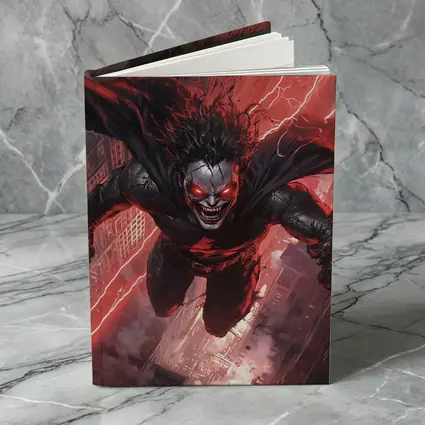 Dark Villain Flying Over Burning City
