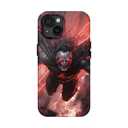Dark Villain Flying Over Burning City
