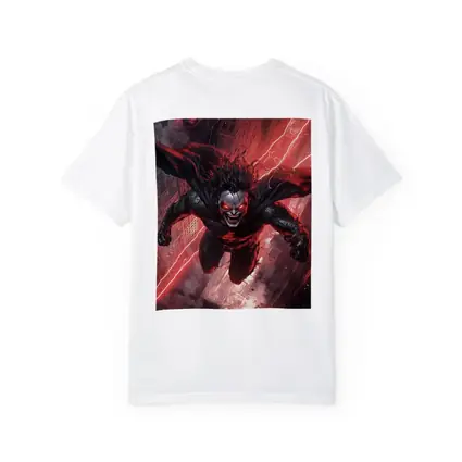 Dark Villain Flying Over Burning City
