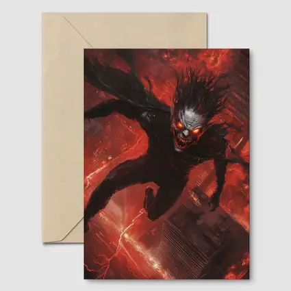 Dark Demon Flying Over Red City