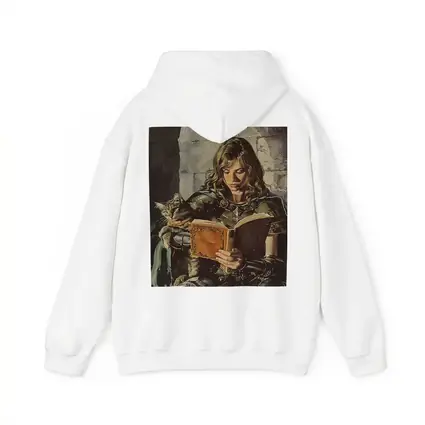 Female Knight Reading Book With Cat