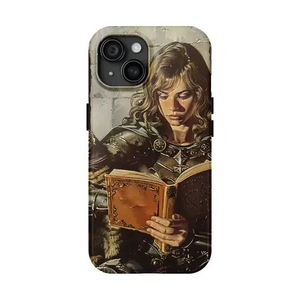 Female Knight Reading Book With Cat