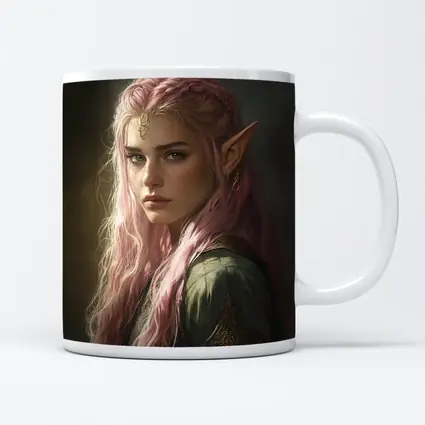 Pink Hair Elf Fantasy Portrait Digital Art