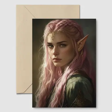 Pink Hair Elf Fantasy Portrait Digital Art