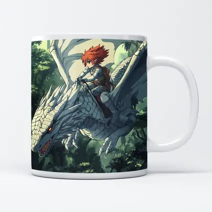 Anime Boy Riding White Dragon Forest