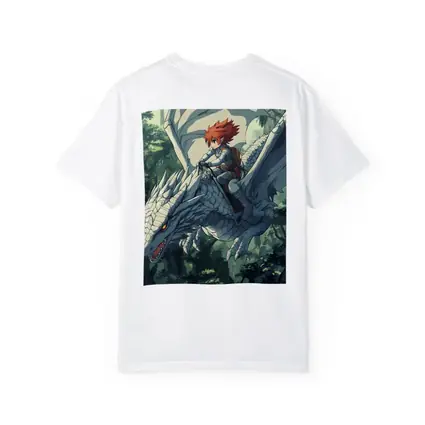 Anime Boy Riding White Dragon Forest
