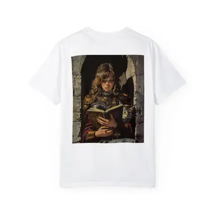 Female Warrior Reading Book With Cat