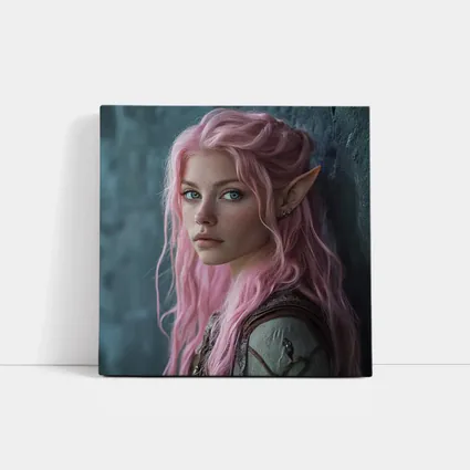 Pink Hair Elf Girl Fantasy Portrait Art