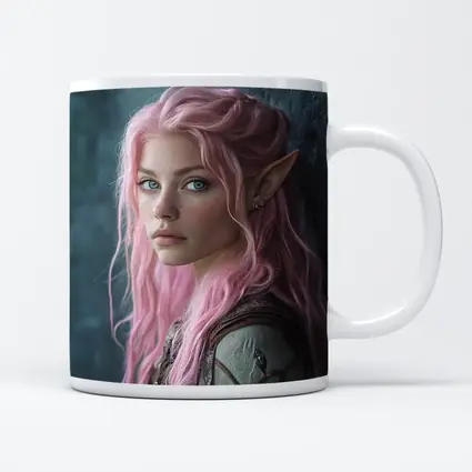 Pink Hair Elf Girl Fantasy Portrait Art