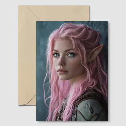 Pink Hair Elf Girl Fantasy Portrait Art
