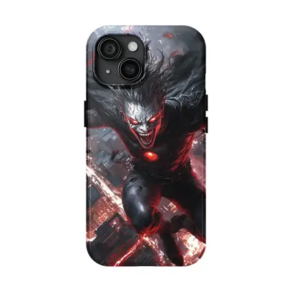 Dark Villain Red Lightning Cityscape Night Art