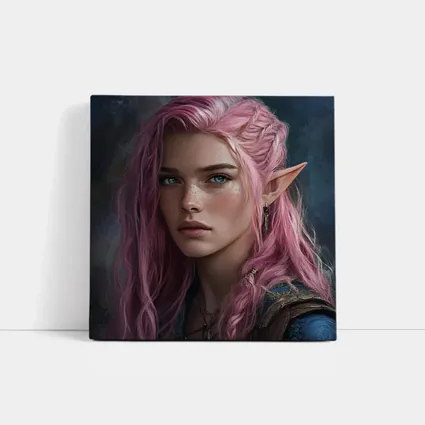 Pink Hair Elf Girl Fantasy Portrait Art