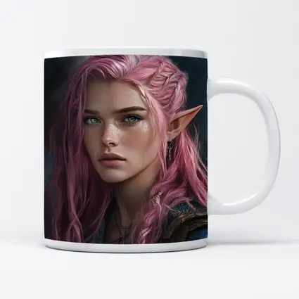 Pink Hair Elf Girl Fantasy Portrait Art