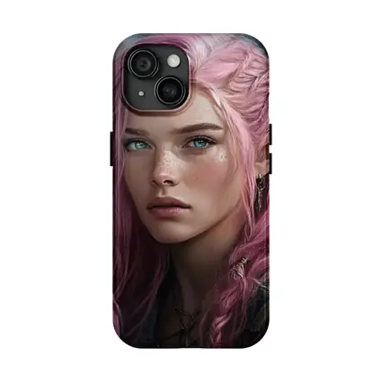 Pink Hair Elf Girl Fantasy Portrait Art