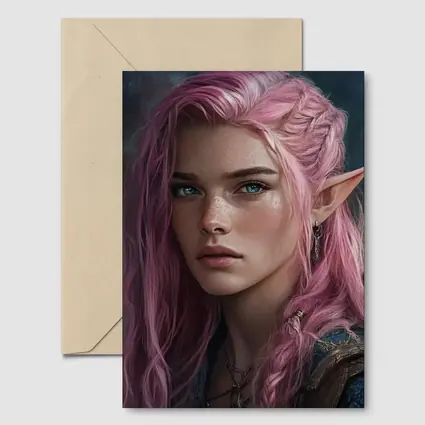 Pink Hair Elf Girl Fantasy Portrait Art