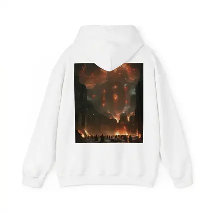 Dark Fantasy City Burning Cosmic Entity Sky