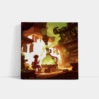 Anime Boy Alchemist Lab Fantasy Scene