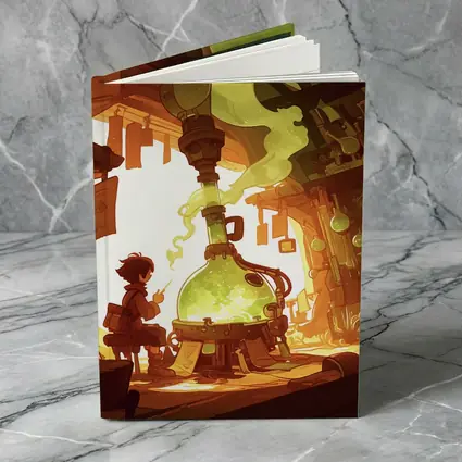Anime Boy Alchemist Lab Fantasy Scene
